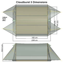 Tarptent Cloudburst 3 11 Tarptent Cloudburst 3 -Zelte Verkäufe cb3 dimensions