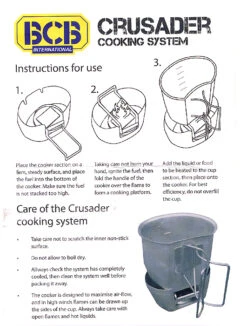 BCB Crusader Cooking System -Zelte Verkäufe crusaderstove instr